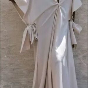 Andrea Iyamah Cream Wrap Swim Coverup